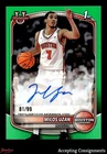 2025-26 Bowman University Prospect Green Border Milos Uzan 1st ROOKIE AUTO 81/99
