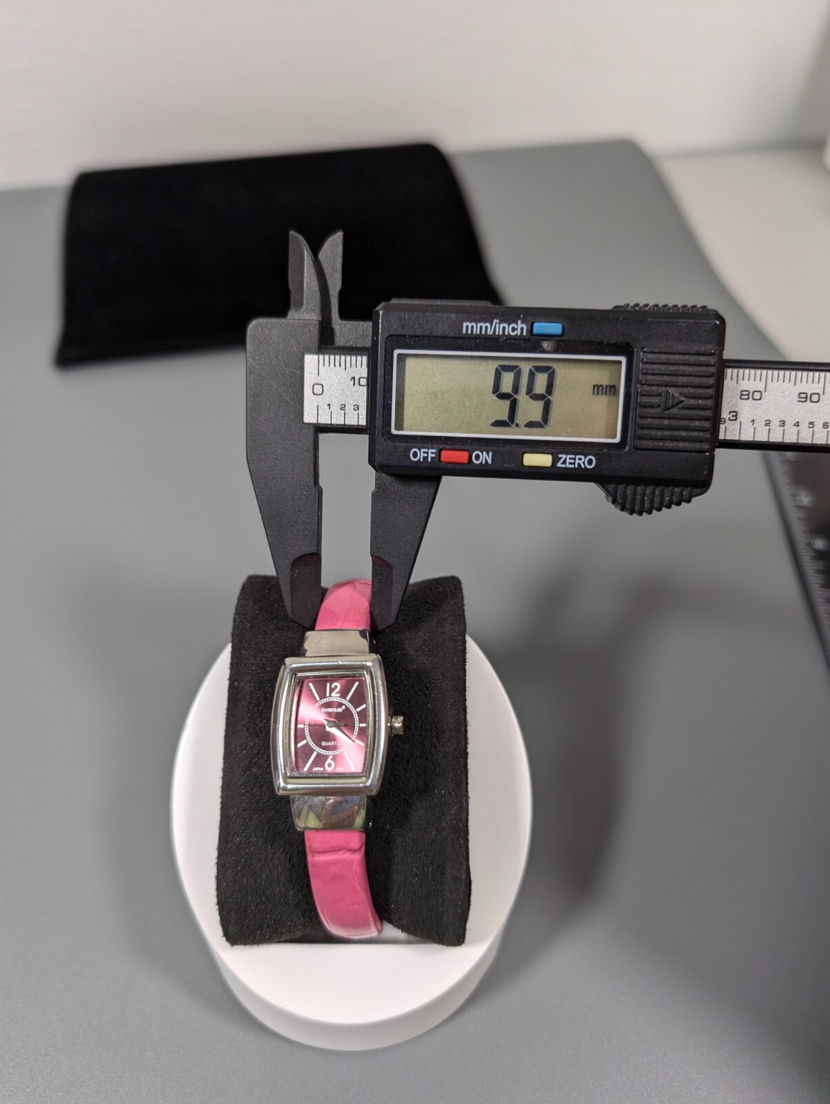 Avenue Pink Rectangle Dial Faux Leather Band Hinge Bracelet Watch 6 inch