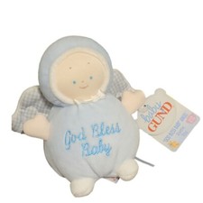 Gund rattle toy God Bless Baby 5716 Blue Angel doll small