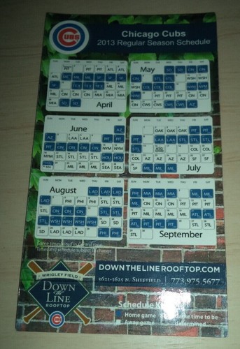 2013 Chicago Cubs Magnetic Schedule Wrigley Field - 第 1/1 張圖片