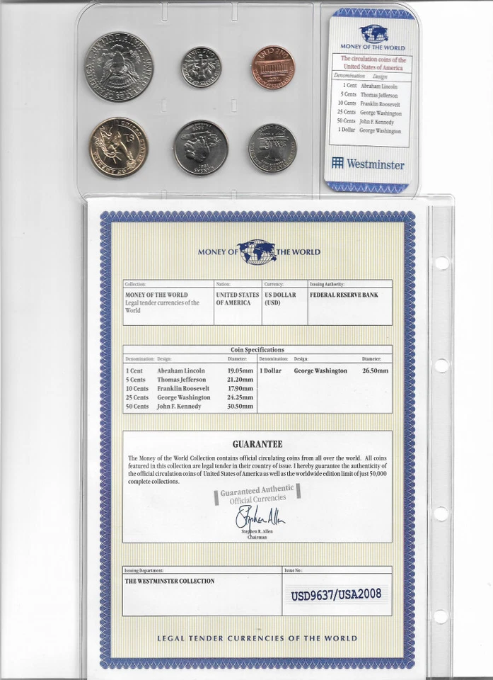 UNITED STATES OF AMERICA - Complete Coin Set - UNC Sealed, with Certificate - Image 2 of 2