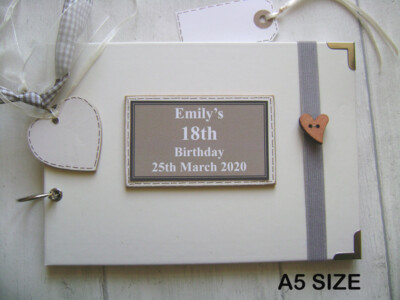 PERSONALISIERTES 18. GEBURTSTAG FOTOALBUM/SAMMELALBUM/ERINNERUNGSBUCH/GÄSTEBUCH a5 oder a4 Format