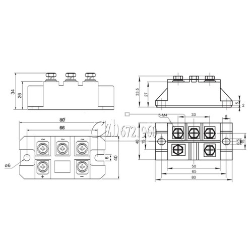 Dreiphasen-Gleichrichterbrücke 150A 1600V - MDS150A Leistungsmodul