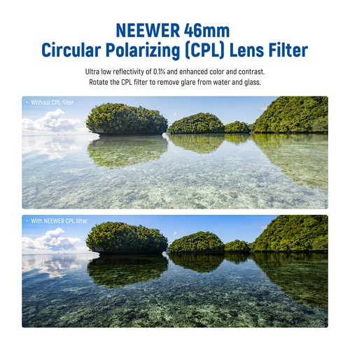 NEEWER 46mm Polarizer Filter, CPL Filter with 30 Layers Nano Coatings Polarizing - Picture 2 of 8