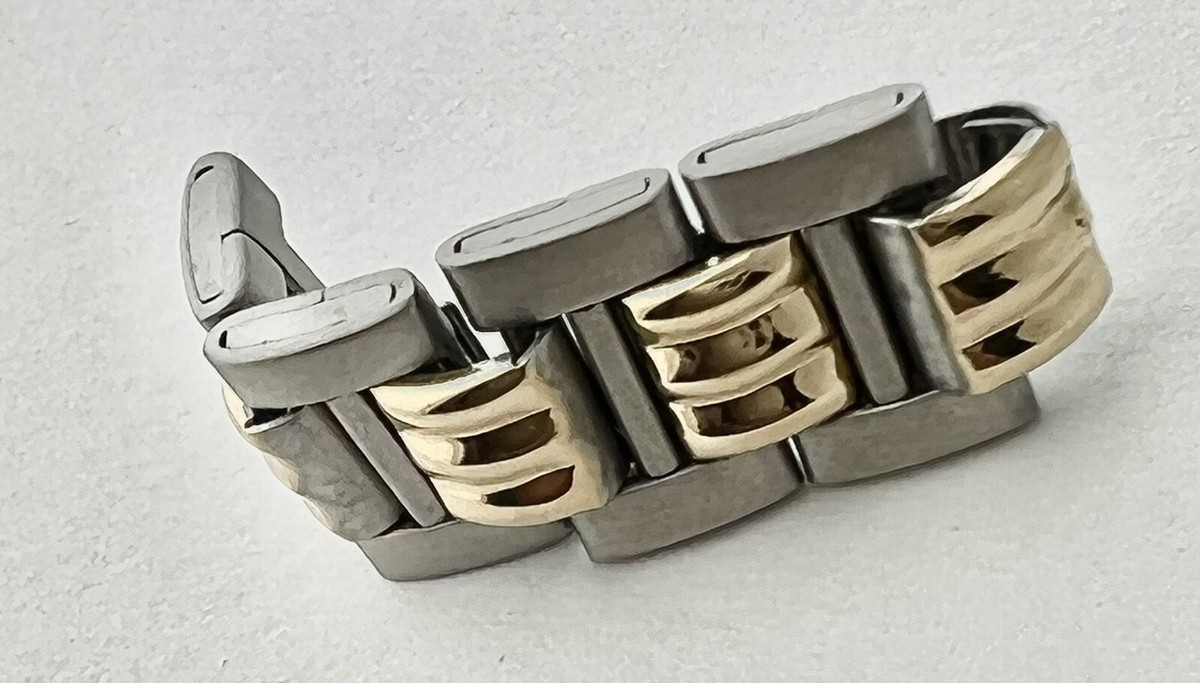 アクセサリー 80s VINTAGE Cartier Santos Bracelet 1980s Cartier Santos Gold/Steel Godron Bracelet Service Dial 2961