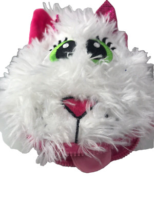 Stuffies Cat Plush White Pink Zipper Pouch Mouth Magnetic Stuffed Animal Toy