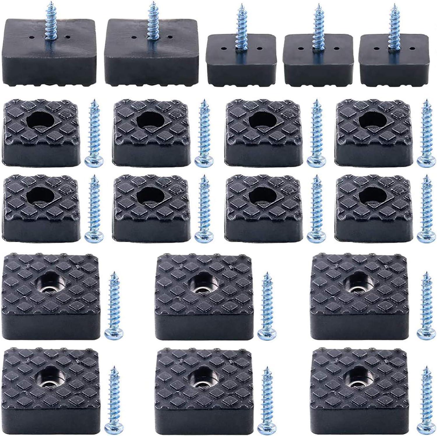 80Pcs Black 22mm and 30mm Square Shape Furniture Pads with Screws, Heavy Duty to