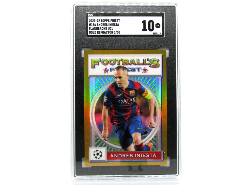 Andres Iniesta 2021 Topps Finest UEFA Flashback Gold /50 156 SGC Gem Mint 10