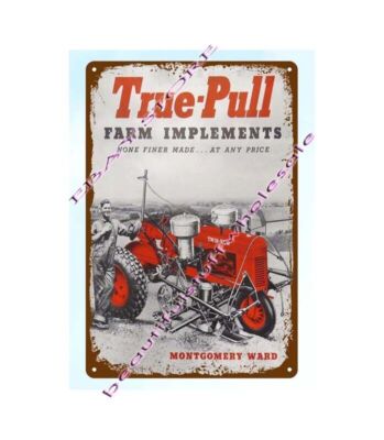 True-Pull Farm Implements TWIN ROW Tractor metal tin sign bedroom interior