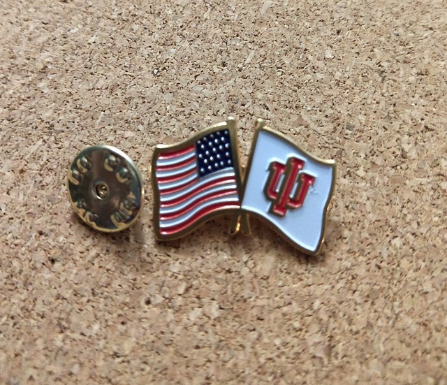 IU Lapel pin *Indiana University* IU & USA Flags eBay