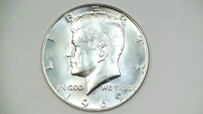 1969 D Kennedy 40% Silver Half Dollar Uncirculated Doubled Die Reverse DDR-004