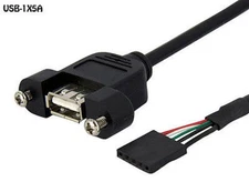 1ft. USB 2.0 A Female Panel Mount to Internal 5-Pin USB IDC Motherboard Header 
