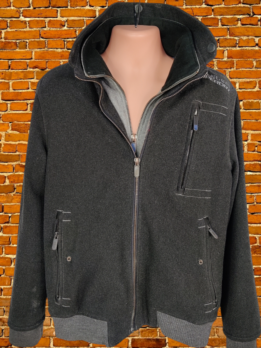 MENS SUPERDRY MOODY BOMBER MELTON SIZE UK XL XLARGE GREY JACKET