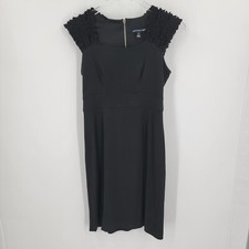 Saint Tropez West Ruffle Shoulder Exposed Zipper Little Black Dress Size 6