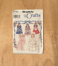 "Doll Clothes 16" 18" Collector Dolls" Uncut Simplicity Crafts Pattern 8766