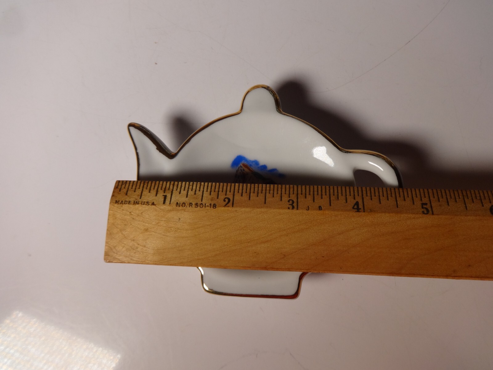 Ceramic Tea Bag Holder Gibraltar Design Shaped Like a Tea Pot * Stain