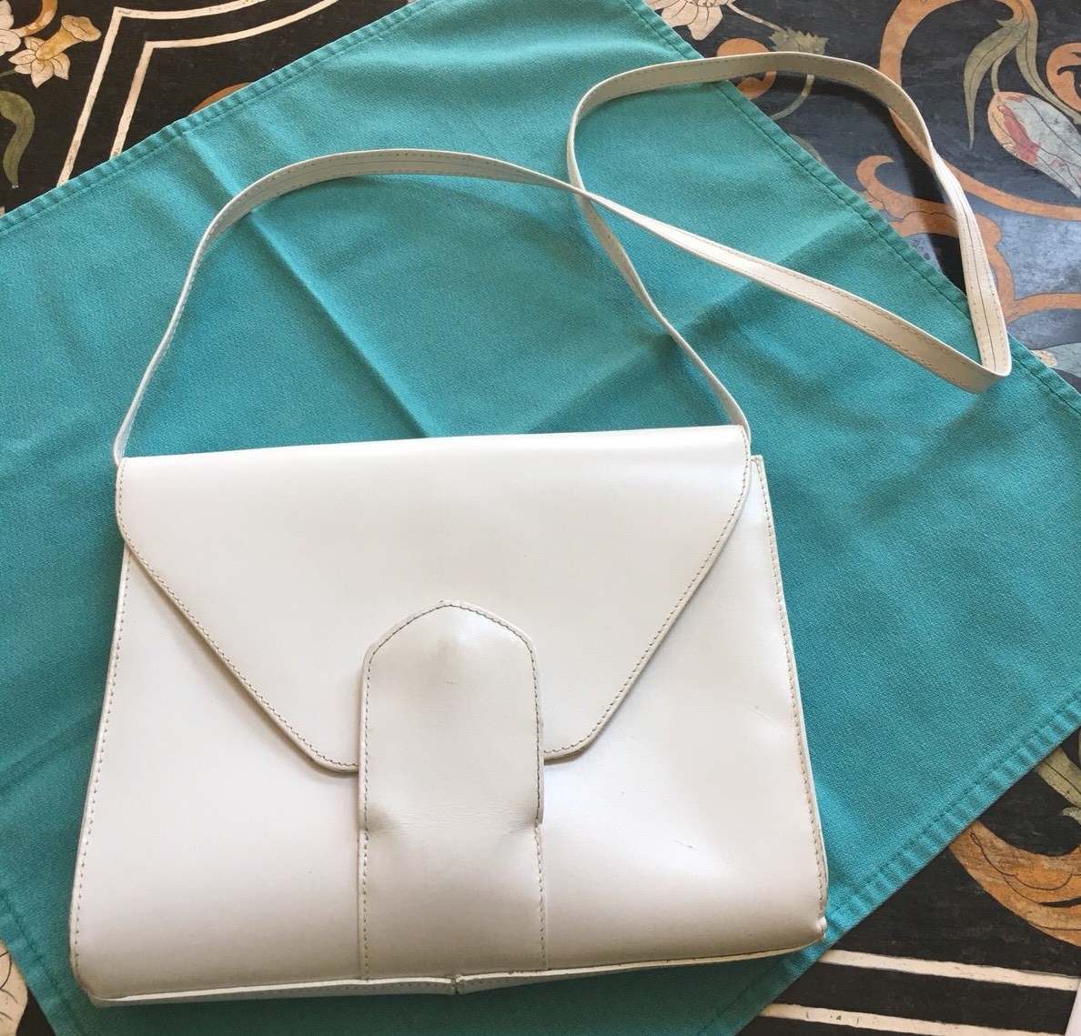 White LEATHER Shoulder bag / Clutch. Vintage 80s | eBay