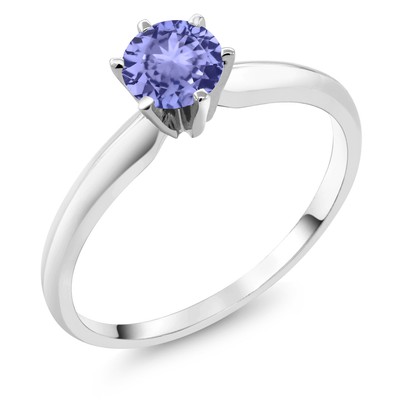 18K White Gold Tanzanite Engagement Solitaire Ring For Women (0.46 Cttw,  5MM,