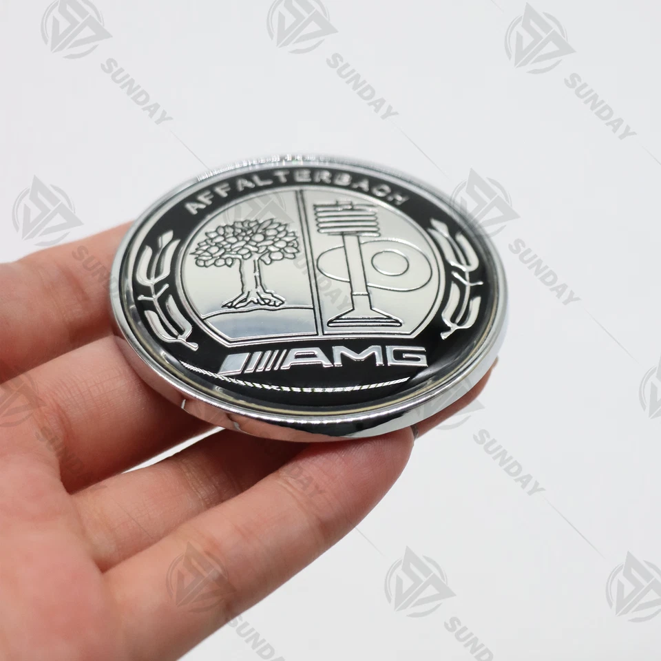 For AMG Hood Emblem Affalterbach Black Chrome Apple Tree Front Badge Nameplate Foto 2 de 4