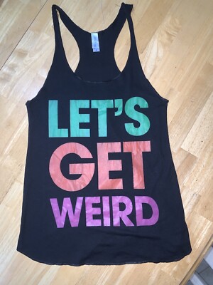 Over The Limit Apparel Women's Black Let's Get Weird Racerback Tank Top Size S