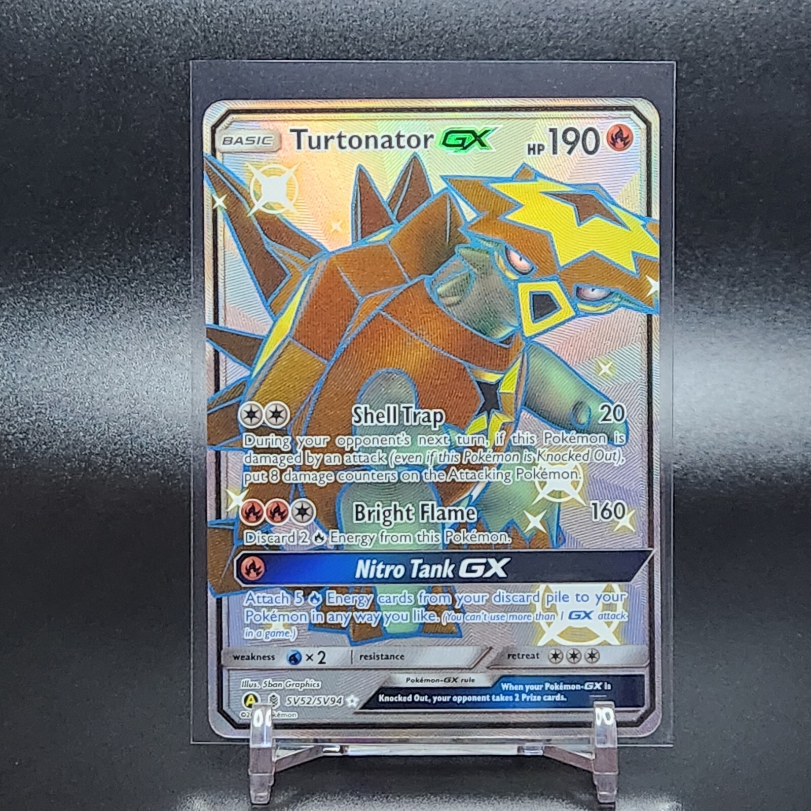Pokemon Turtonator GX SV52/SV94 Full Art Rare NM-M - Sun & Moon Hidden Fates