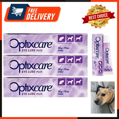 OptixCare Eye Lube Plus + Hyaluron 20g For Dog Cat Horses, Pack Of 3