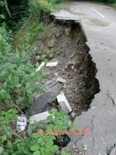 PHOTO  MIDHOPESTONES FLOOD DAMAGE JUNE 2007 - ROAD STILL CLOSED THE VERY HEAVY R