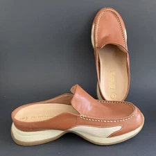 Predictions Shoes Clogs Womens Leather and Fabric Comfort Brown Size 6