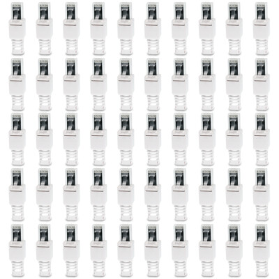 Netzwerkstecker Cat 6a RJ45 Stecker 50x Steckverbinder werkzeuglos Zugentlastung
