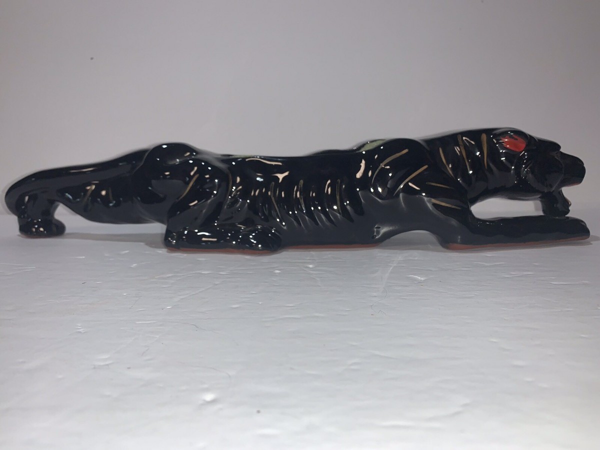 MCM Vintage Black Panther Ceramic Figurine/Planter Yellow
