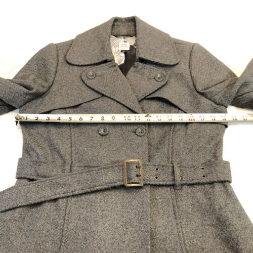 Old Navy Light Gray Peacoat Double Breasted With Belt Wool Blend Women's Size M - Picture 4 of 12