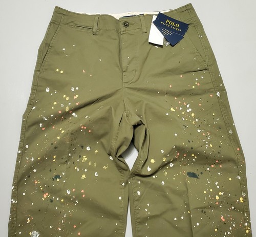$128 Polo Ralph lauren Army Olive Paint Splatter Womens Cropped Chino Pants Sz:0 - Picture 3 of 8