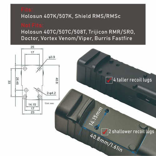 GOWUTAR A17 Shake Awake Green Dot Sight for RMS RMSc Pistol Cut GLOCK 43X/48 MOS - Picture 7 of 13