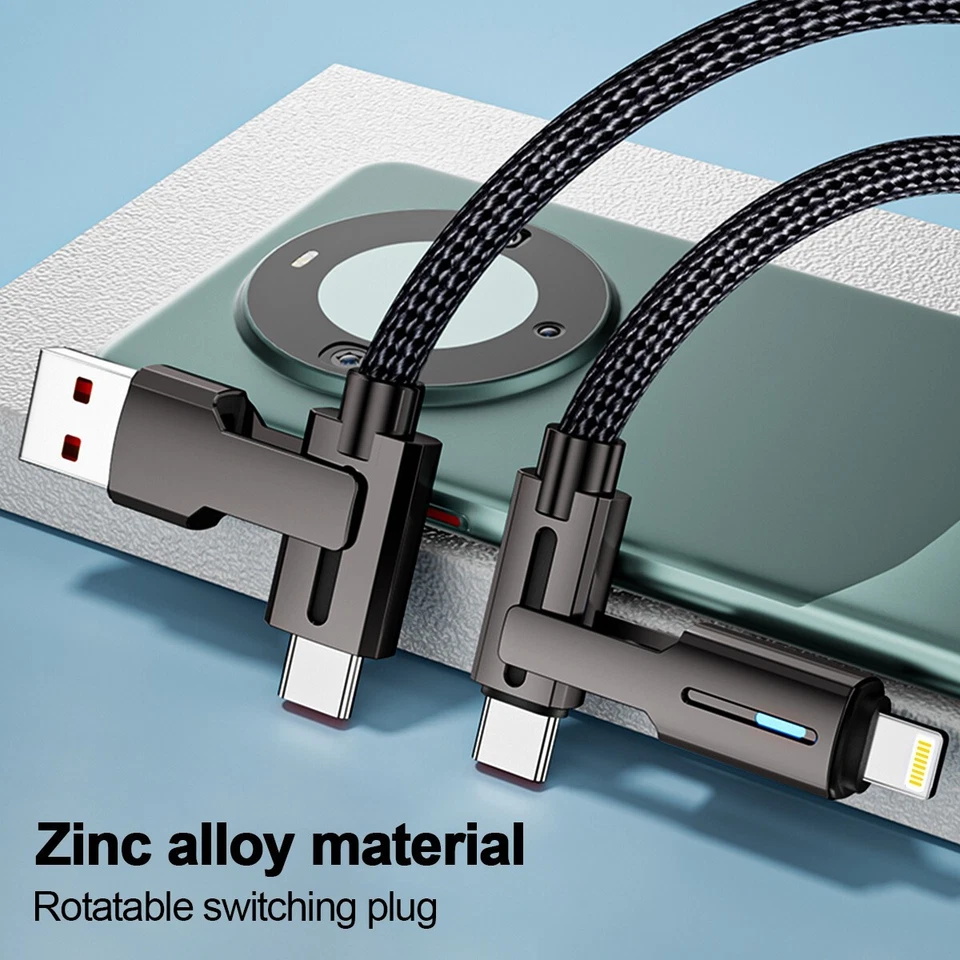 4in1 60W USB PD Cable Charger Cord for iPhone 16 15 14 13 12 Samsung S24 S23 S22 - Image 3 of 4