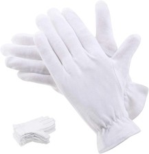 100 Percent Cotton Gloves for Dry Hands Eczema, 10 Pairs White Cotton Gloves