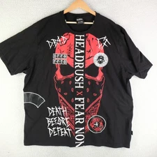 Headrush Shirt Mens 4XL Black Red Fear None Death Before Defeat Graphic Tee MMA