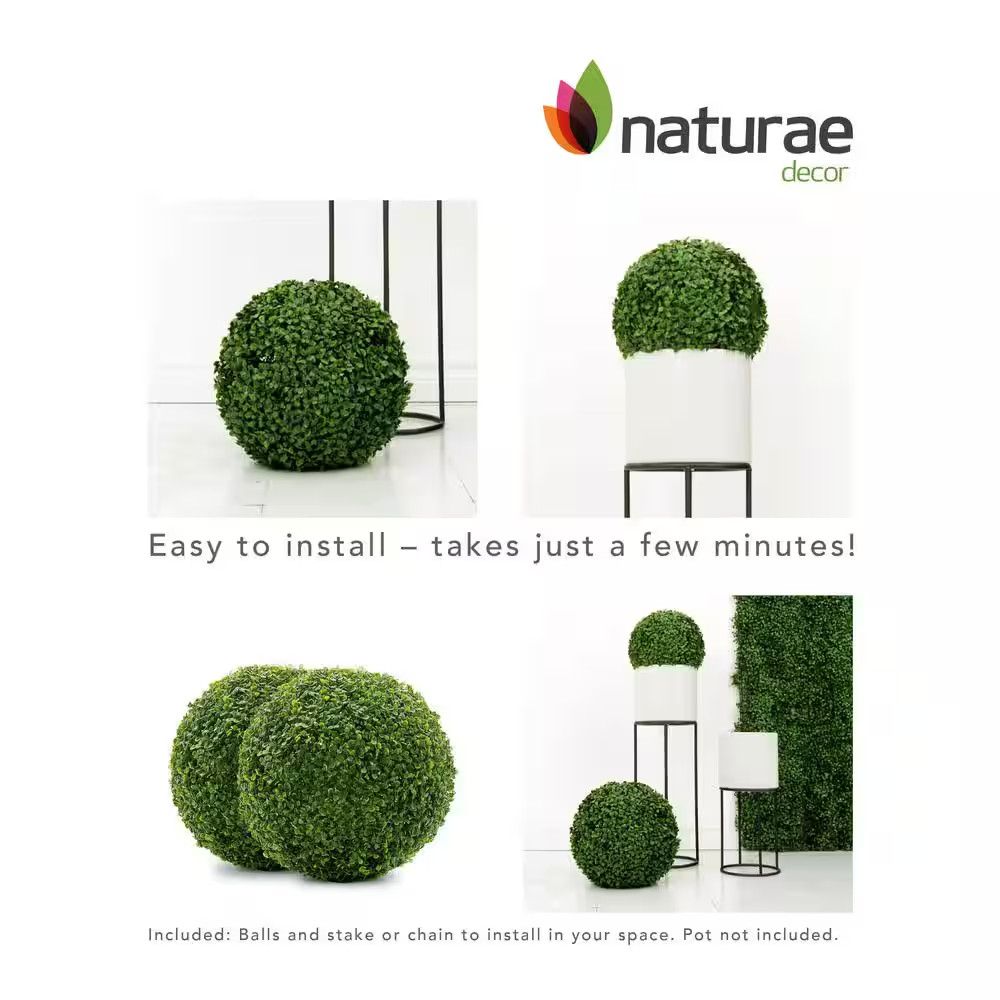 Boxwood 13 In. Artificial Foliage Ball Hedges 2 Pieces
