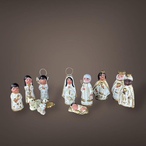 Mexico Nativity Set 12pc Handpainted Figures Up to 3" Vintage Christmas Decor