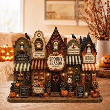 Halloween Village Wooden Block, Spooky Shelf Decor, Fall Halloween Gift