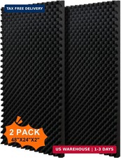 2 pack, 48x24x2 inches acoustic foam panels Egg Crate Foam Padding sound proof p