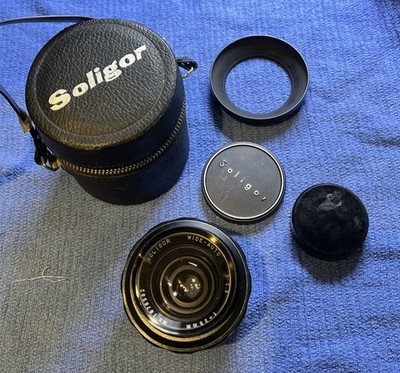 Vintage Soligor Wide Auto 35mm 2.7 Lens Manual Focus Clean Glass Cap & Hood