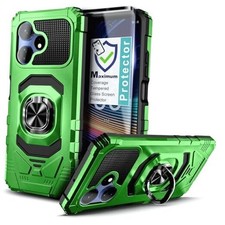Designed for Boost Mobile Celero 5G Plus 2024 Phone Case, Green with Tempered