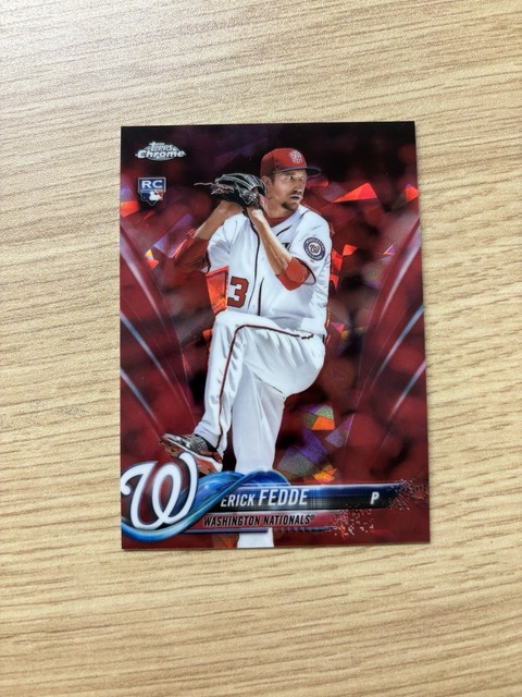 Erick Fedde 2018 Topps Chrome SAPPHIRE /10 RED REFRACTOR ROOKIE NATIONALS #217