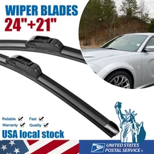 2Pcs Front Windshield Flat Wiper Blades Fit For Mitsubishi RVR 2017-2018 24"+21"