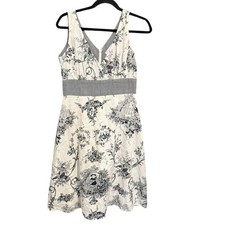 VTG Y2K Sam & LT Gingham Linen Blend Sleeveless Fit & Flare Dress Black White 6