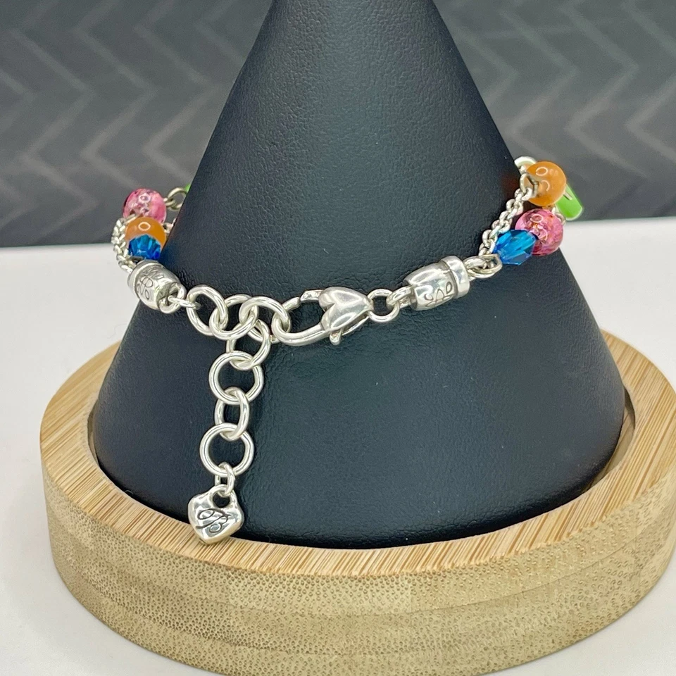 "Brazalete Brighton Deco brillante multicolor con cuentas corazones de plata 7-8""" Foto 4 de 4