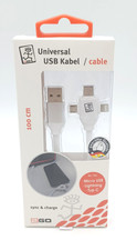 1,0m Multi USB Ladekabel 3 in 1 LadeadapterTyp-C Micro IPhone Kabel Stecker weiß