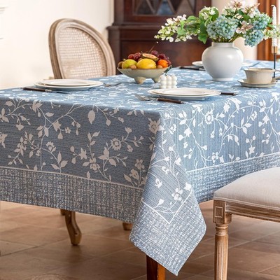 Spring Tablecloth for Rectangle Tables, Rustic Table Cloth Burlap Floral Tabl...