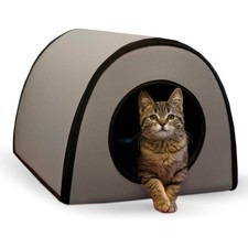 K H Pet Products Thermo Mod Kitty Shelter Outdoor Heated Kitty House Gray 21 X 1