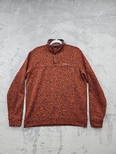 Eddie Bauer Henley Pullover Men  s Large Heathered Burnt Orange Button Sweater